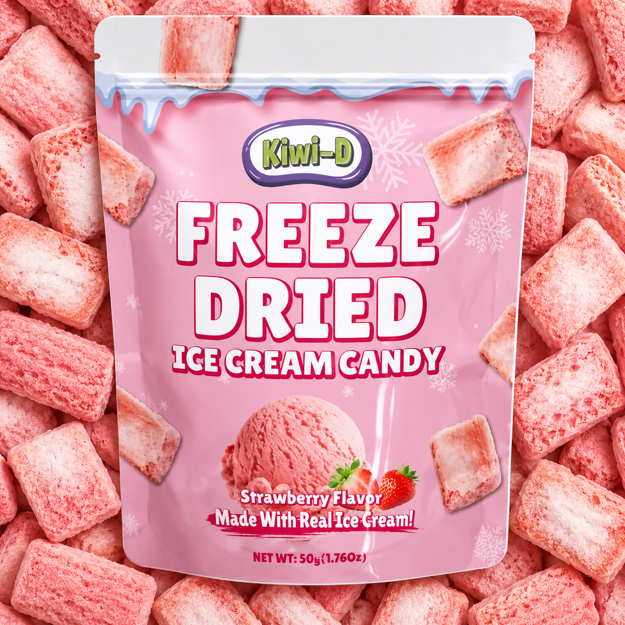 Freeze Dried Ice Cream Candy - Strawberry Flavour (50 g)