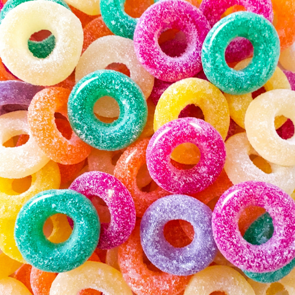 Rainbow Fruit Rings sugar coated jelly rings