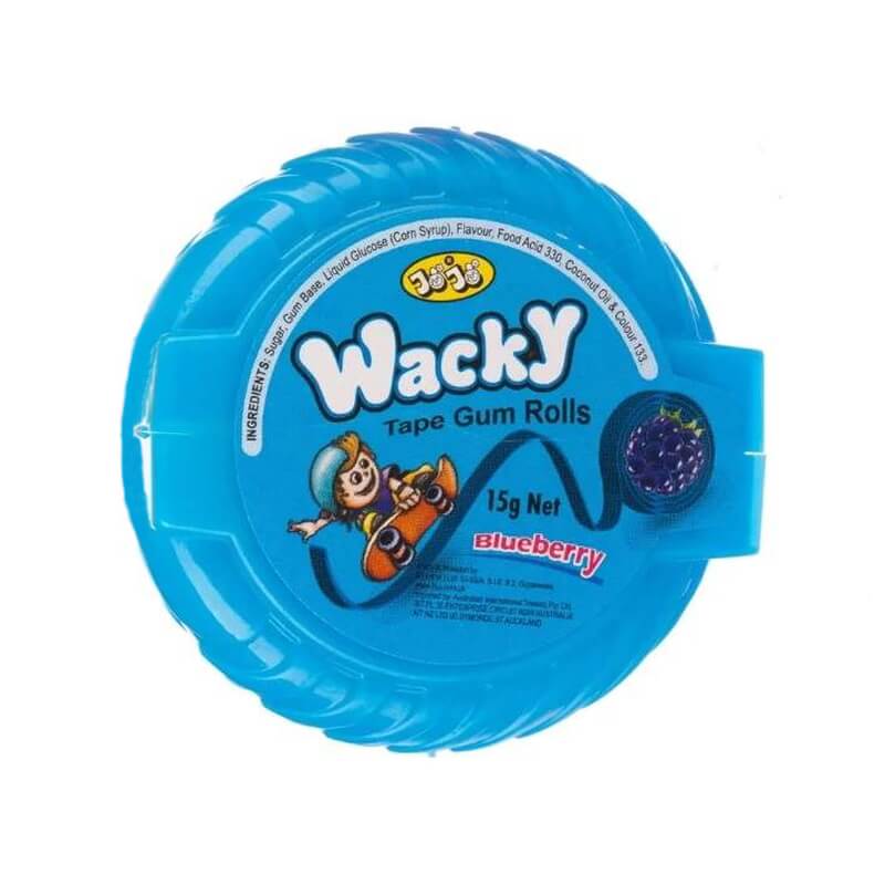 Wacky Tape Gum Rolls - Blueberry Flavour