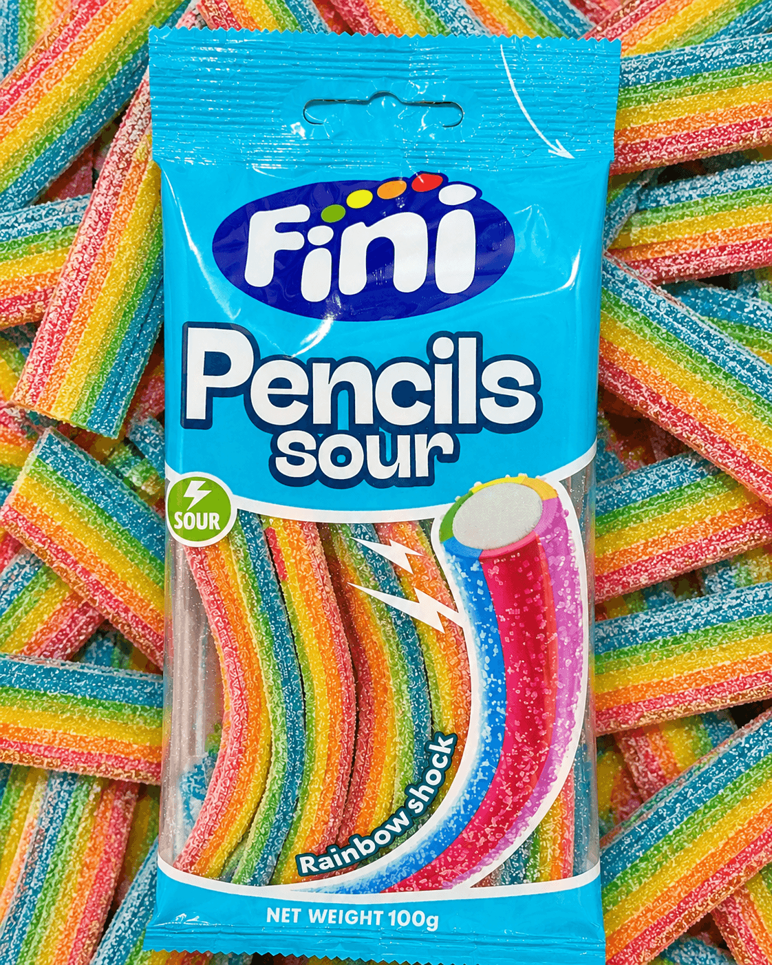 Fini Rainbow Sour Pencils (100g)