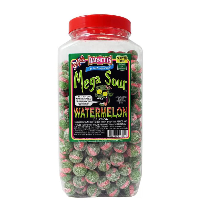 A Jar of Barnett's Mega Sour Watermelon Sweets