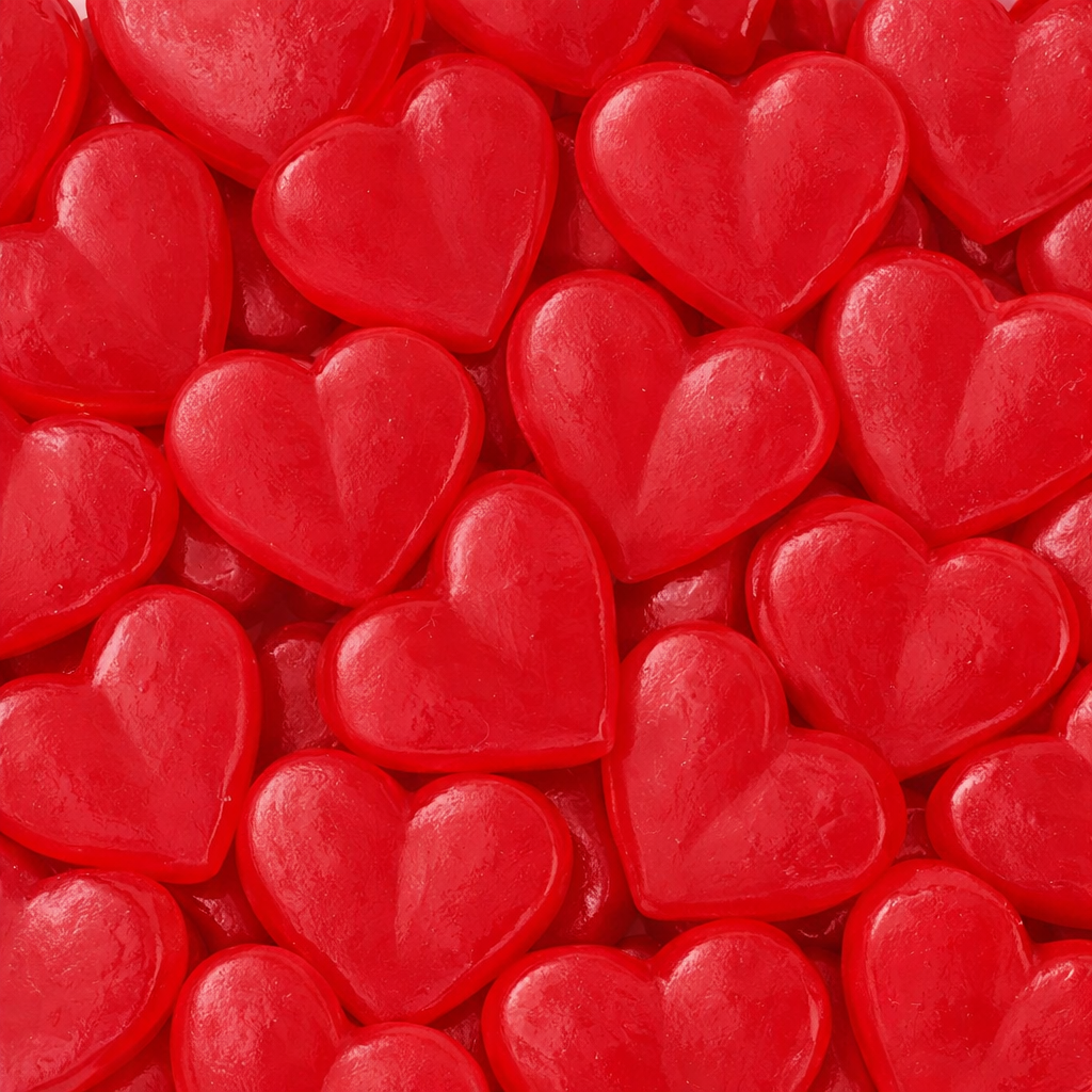 Close-up of red heart-shaped candies