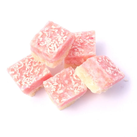 Pieces of Pink and White Coconut Ice