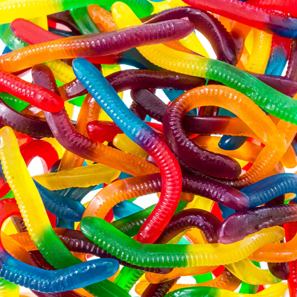 Rainbow Gloworms gummy lollies