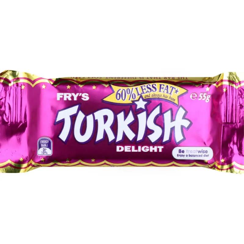 Fry's Turkish Delight Chocolate Bar in a Purple Wrapper