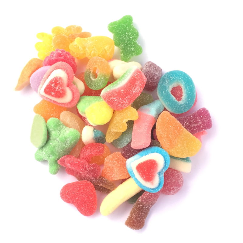 A selection of Sweet and Sour Flavoured Gummy Lollies